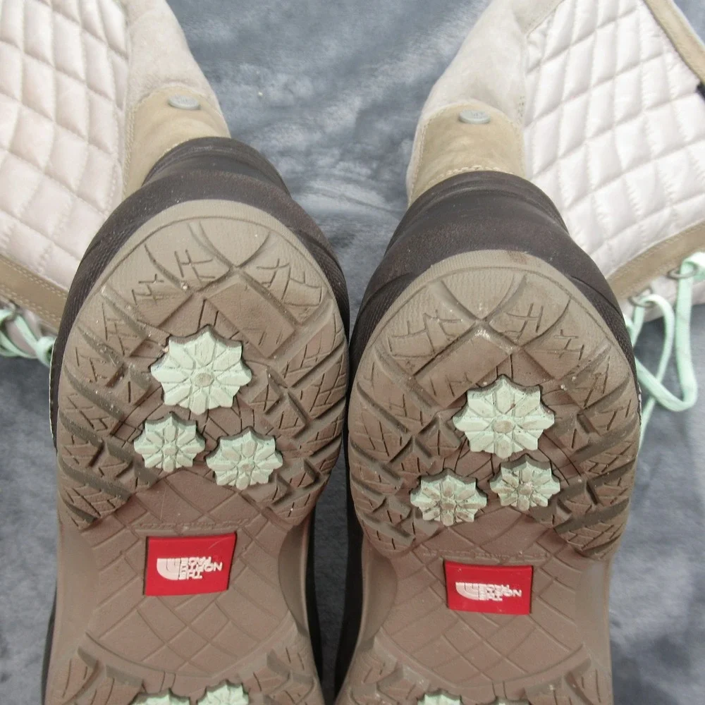 North Face Snow Boots Women 9 Brown Thermoball Utility Lace‎ Up Quilted Winter